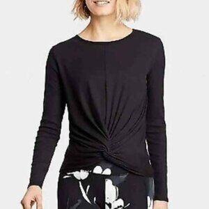 NEW All In Motion Ribbed Twist Front T-Shirt XXL long sleeve black